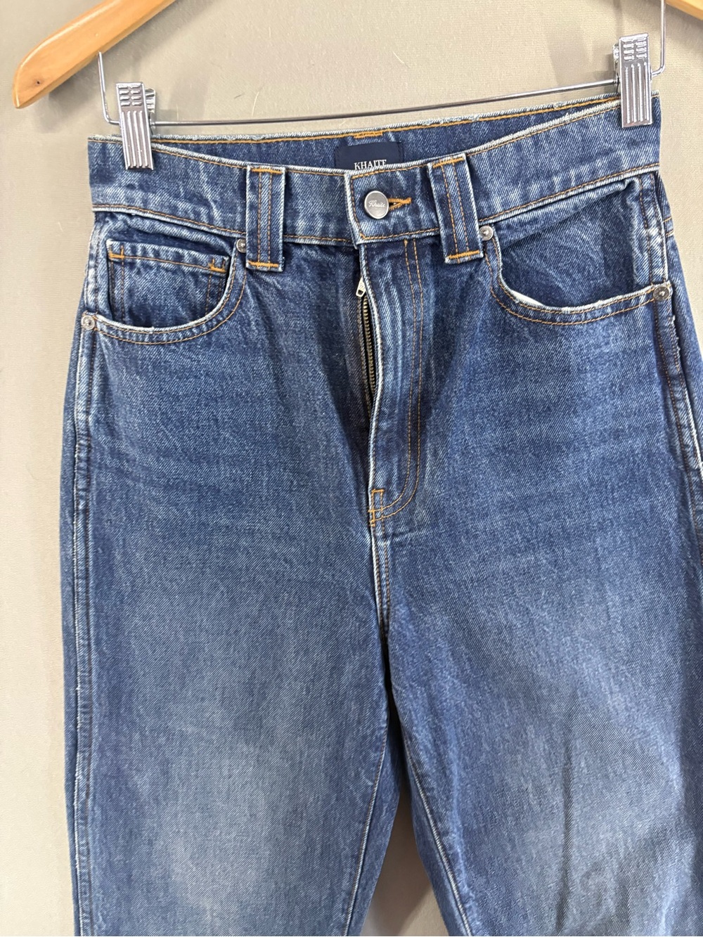 Khaite Albi Cotton Super High Rise Rigid Straight Leg Denim Jeans 27 Read - Picture 2 of 10